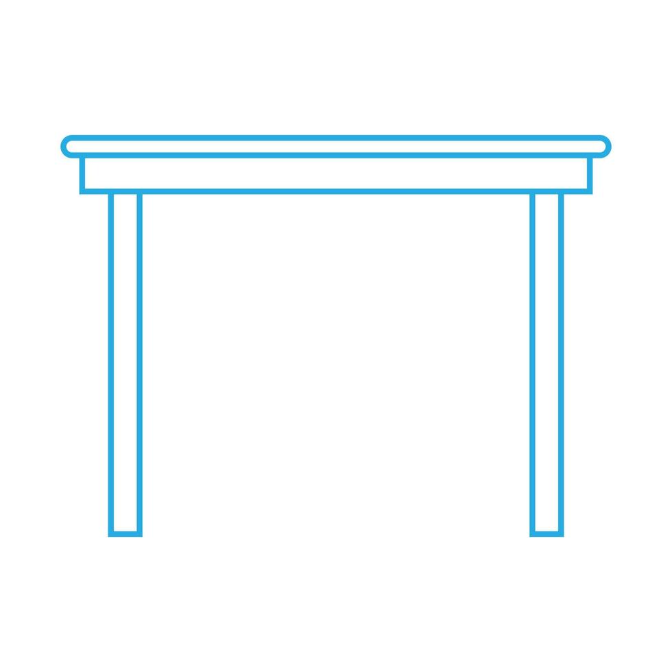 eps10 blauer Vektor Holztisch oder Schreibtischlinie Symbol im einfachen flachen trendigen Stil isoliert auf weißem Hintergrund