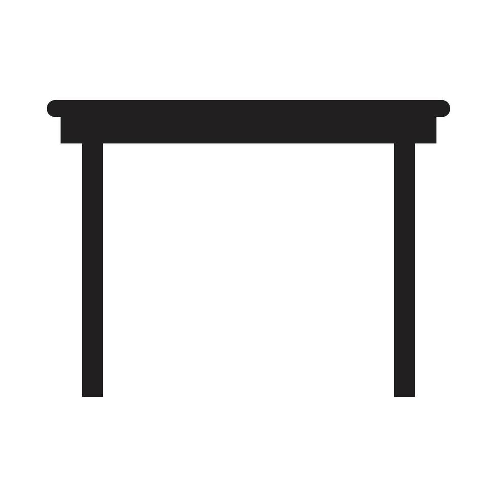 eps10 svart vektor träbord eller skrivbordsikon i enkel platt trendig stil isolerad på vit bakgrund