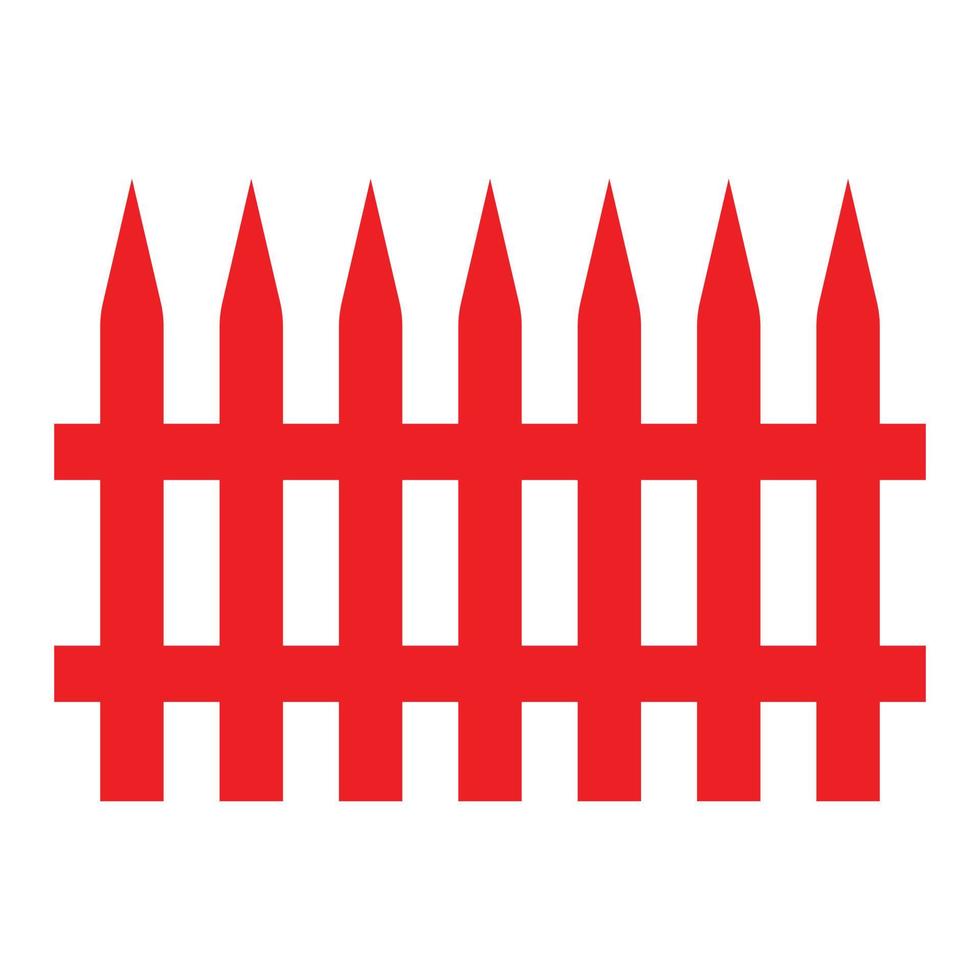 eps10 röd vektor trädgårdsarbete trä staket ikon i enkel platt trendig stil isolerad på vit bakgrund