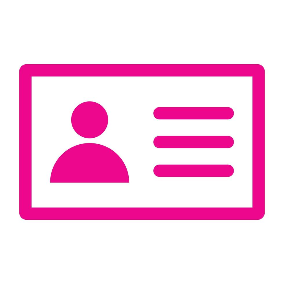 eps10 rosa Vektor-ID-Karte oder Personalausweis-Liniensymbol isoliert auf weißem Hintergrund vektor
