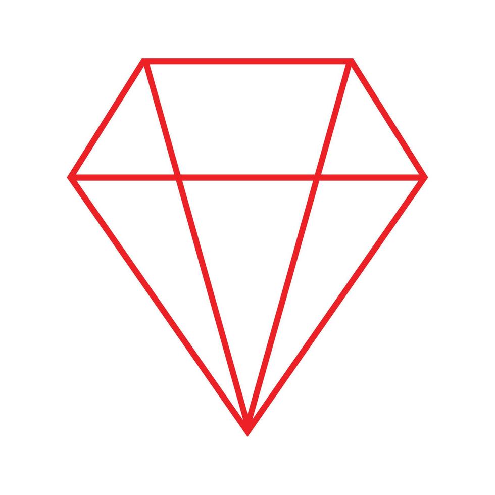 eps10 röd vektordiamantlinjeikon eller symbol i enkel platt trendig stil isolerad på vit bakgrund vektor