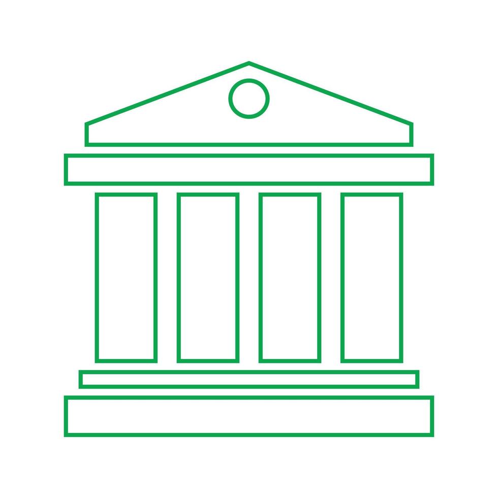 eps10 grünes Vektor-Bankliniensymbol im einfachen, flachen, trendigen Stil isoliert auf weißem Hintergrund vektor