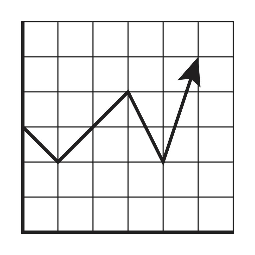 eps10 svart vektor växande finansmarknaden grafikon i enkel platt trendig stil isolerad på vit bakgrund