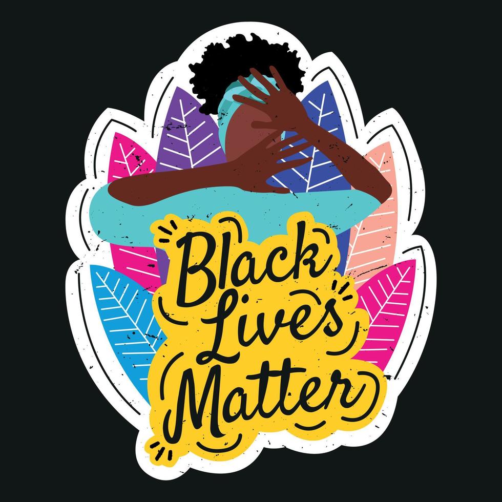 Black Lives Matter Aufkleber mit schwarzer Frau vektor