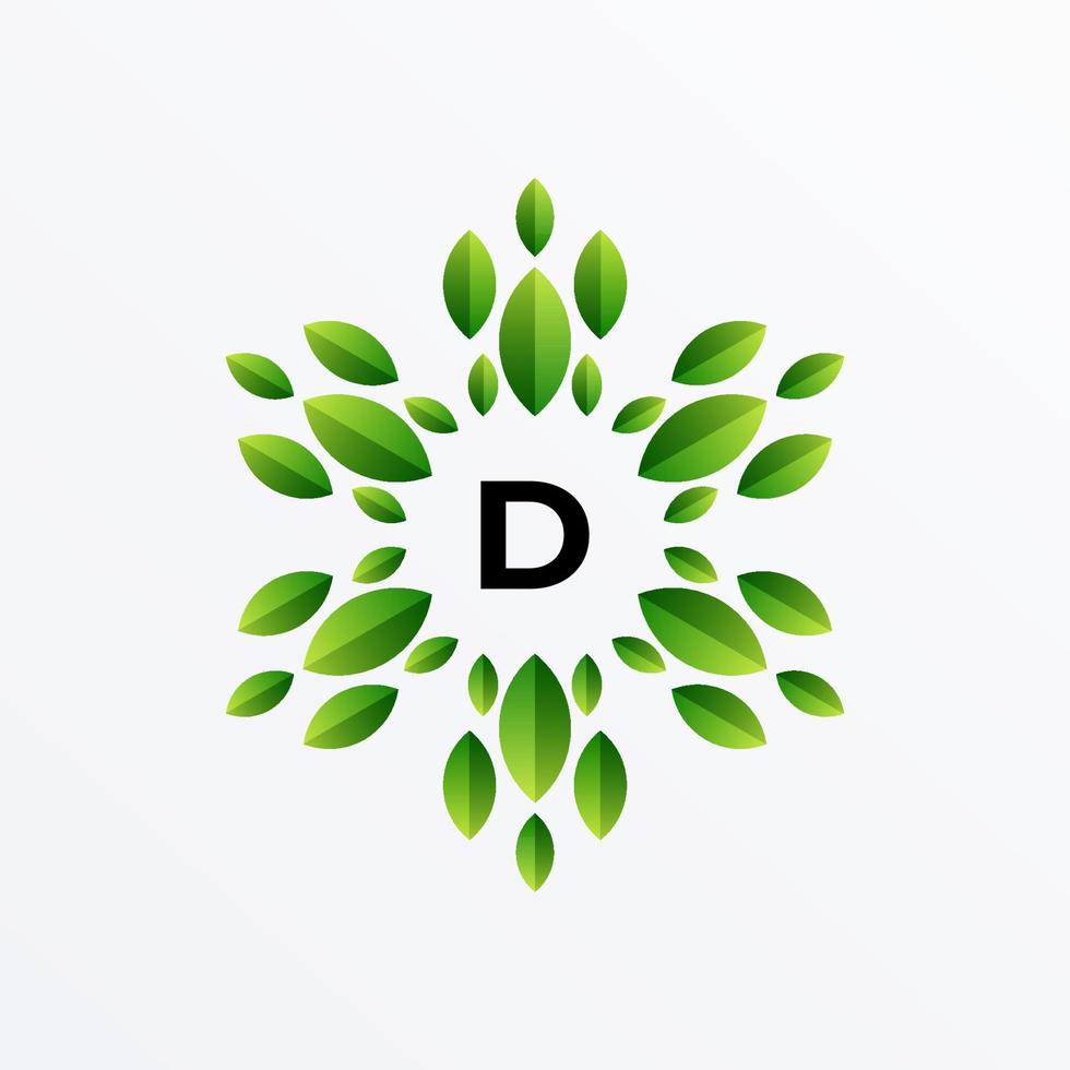 bokstaven d och blad logotyp design vektor