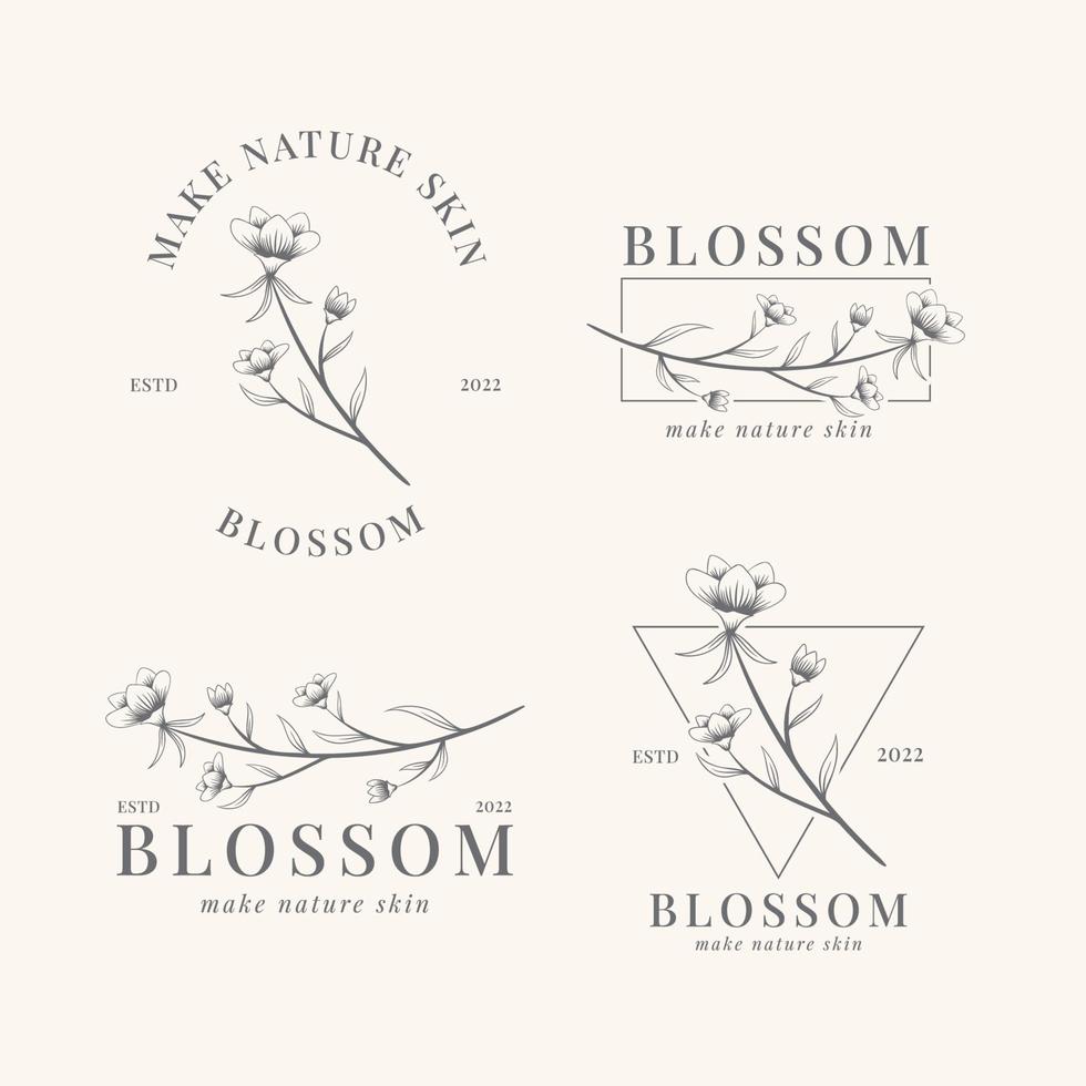 skönhet logotyp samling med blommiga ornament vektor