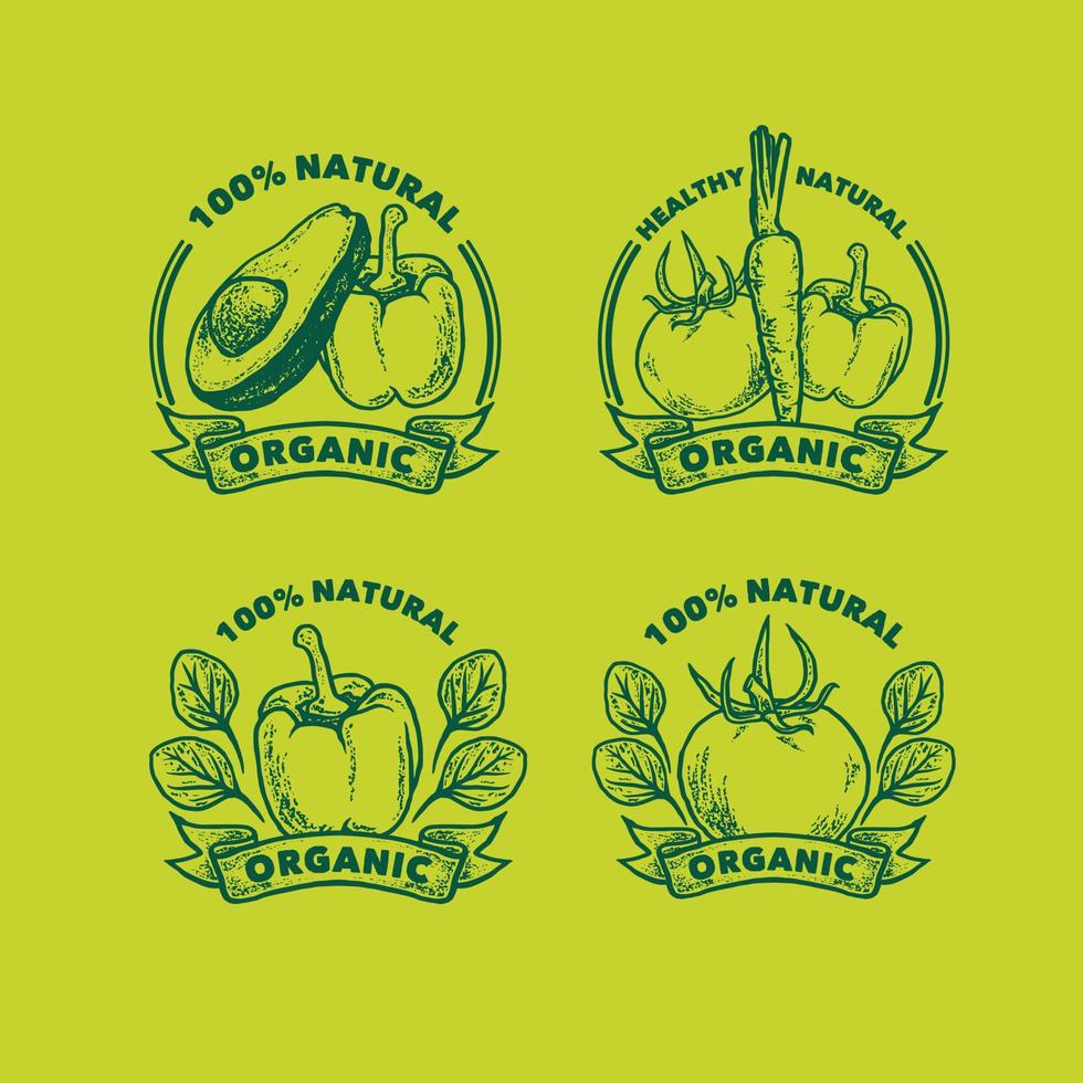 handritad ekologisk natur mat etikett logotyp vintage vektor