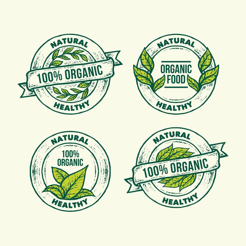 handritad ekologisk natur mat etikett logotyp vintage vektor