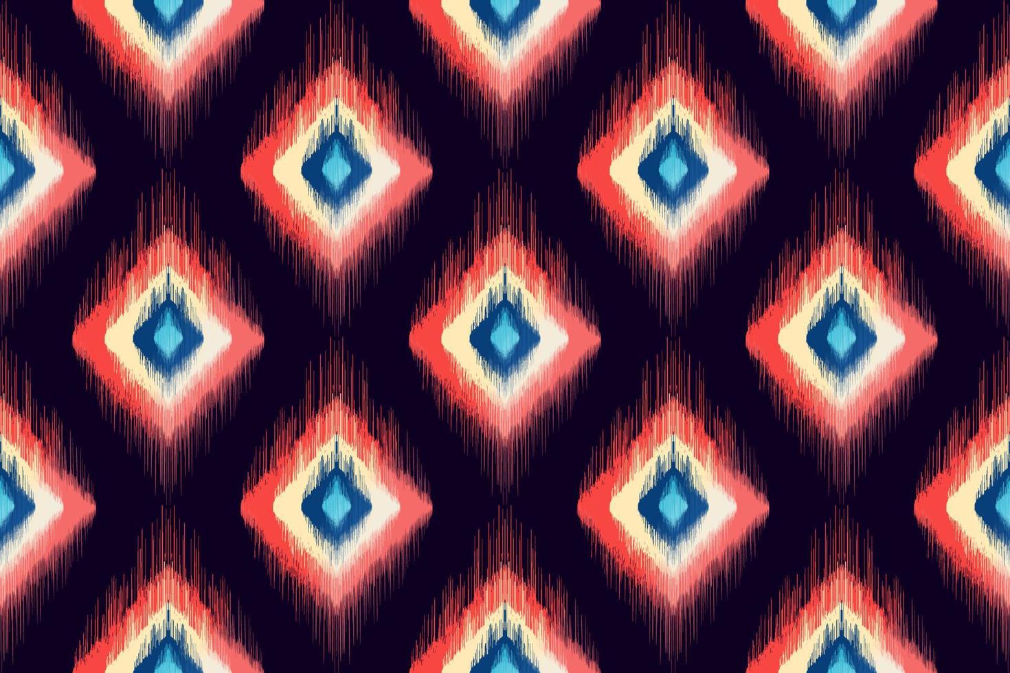 ikat etniska sömlösa mönsterdesign. tribal boho infödda etniska kalkon traditionell broderi vektor bakgrund. Aztec tyg matta mandala ornament textil dekorationer tapet