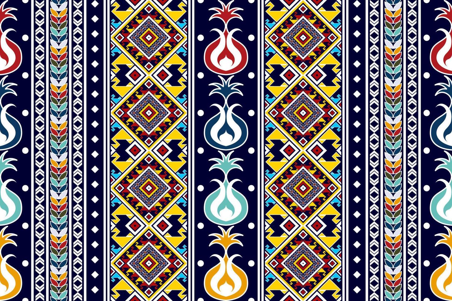 ikat etnisk sömlös textilmönsterdesign. Aztec tyg matta mandala ornament textil dekorationer tapet. tribal boho infödda kalkon traditionell broderi vektor bakgrund.