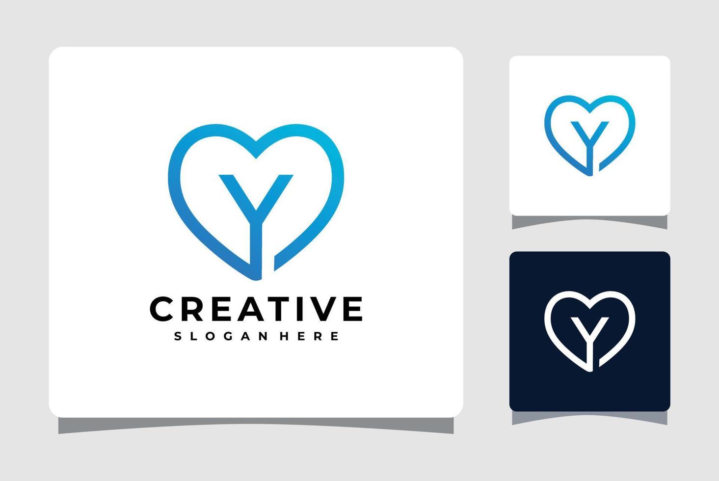 bokstav y hjärta logotyp mall design inspiration vektor