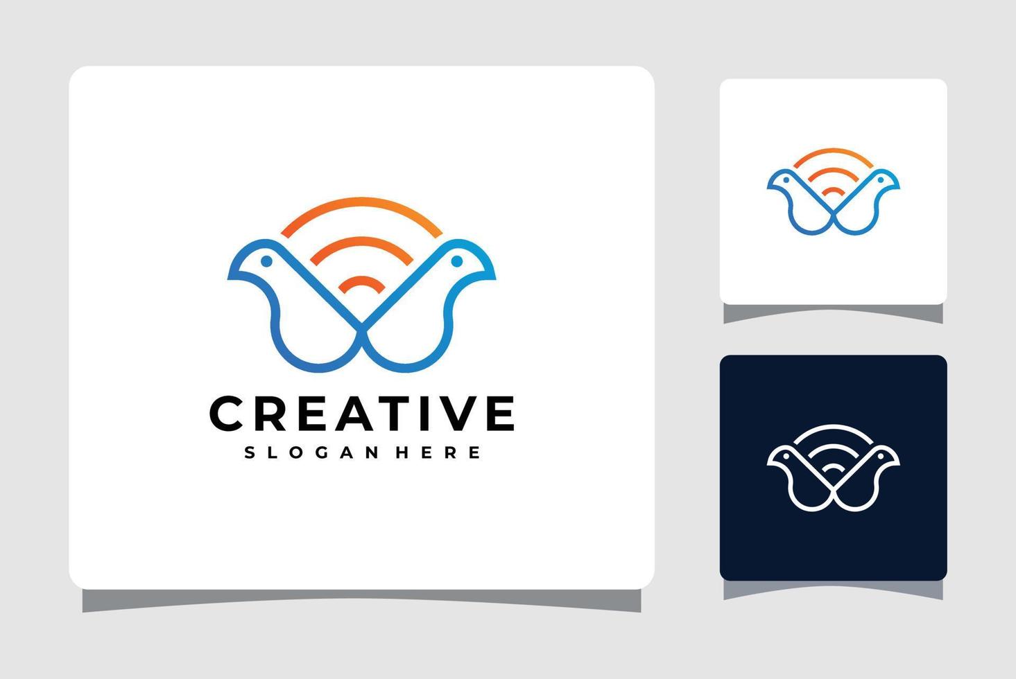 wifi signal och fågel logotyp mall design inspiration vektor