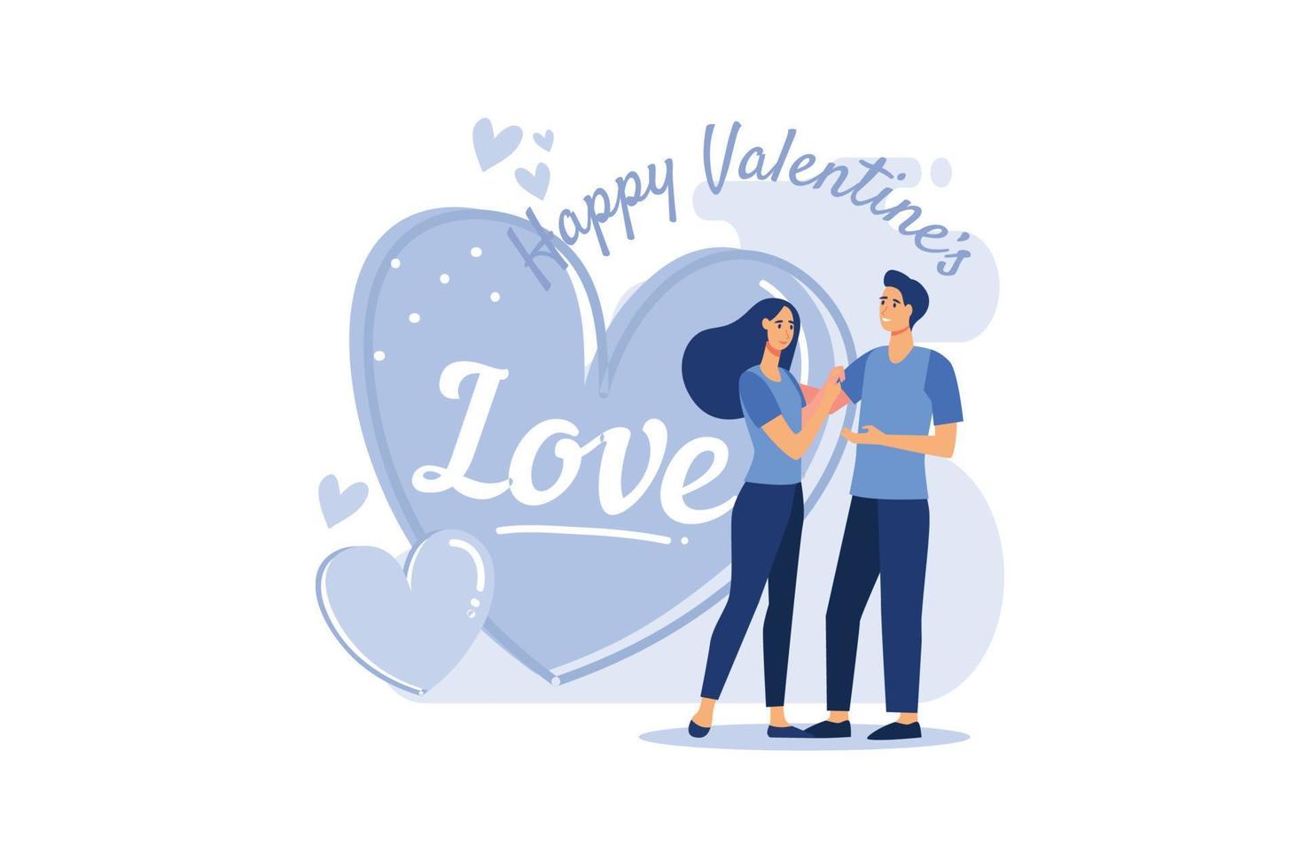 verliebtes Pärchen. fröhlichen Valentinstag. Der 14. Februar ist der Tag aller Liebenden. grafiken geeignet zum dekorieren von postern, broschüren, postkarten, flyer flache vektorillustration vektor