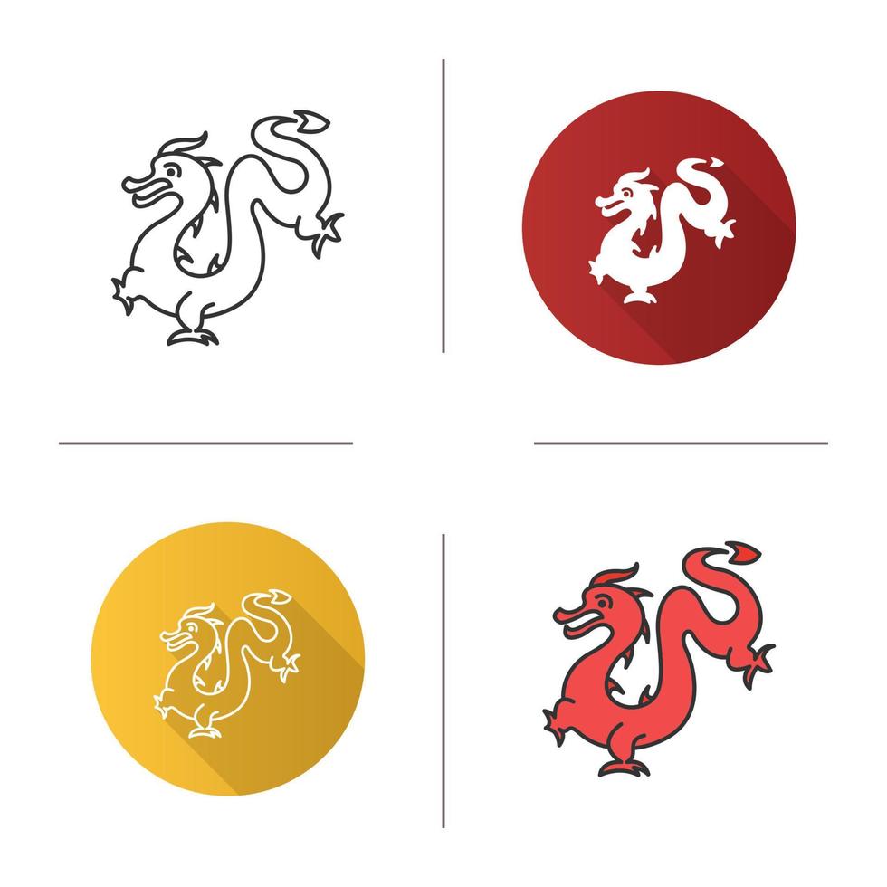 chinesische neujahrsikone. chinesischer Drache. flaches Design, lineare und Farbstile. isolierte Vektorgrafiken vektor