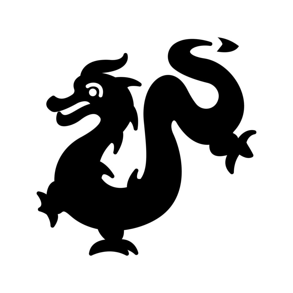 Chinesisches Neujahrs-Glyphen-Symbol. chinesischer Drache. Silhouettensymbol. negativer Raum. vektor isolierte illustration