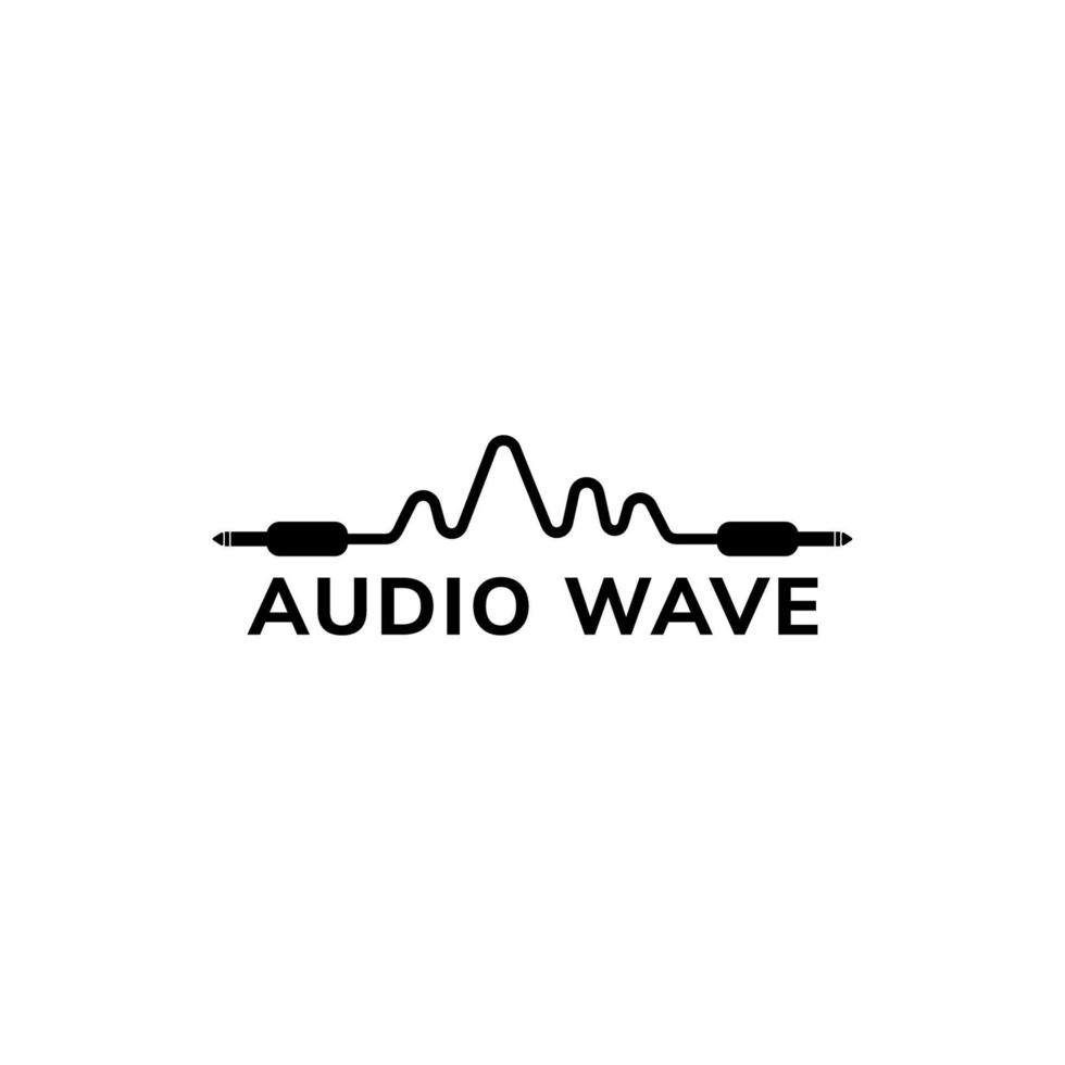 Audio-Wave-Logo-Design-Vorlage, Kabelbuchse-Logo-Konzept, schwarz und weiß vektor