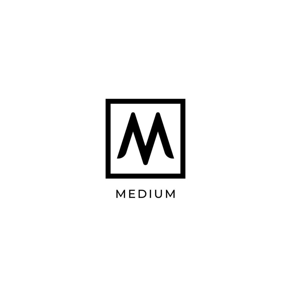bokstaven m logotyp designmall, kvadratisk logotyp koncept, svart och vitt, enkelt och rent vektor
