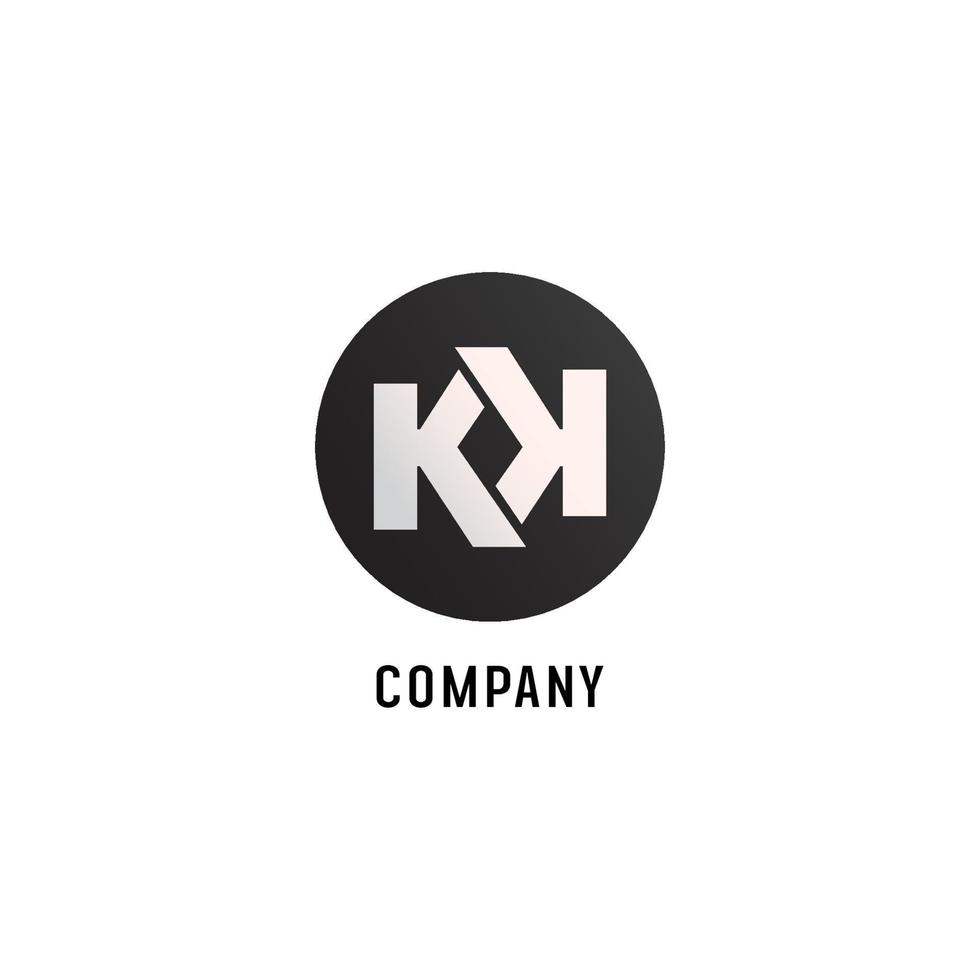bokstaven kk alfabetet logotyp designmall, abjad, platt enkel ren, svart vit, bokstäver, rundad ellips, kläder, mode vektor