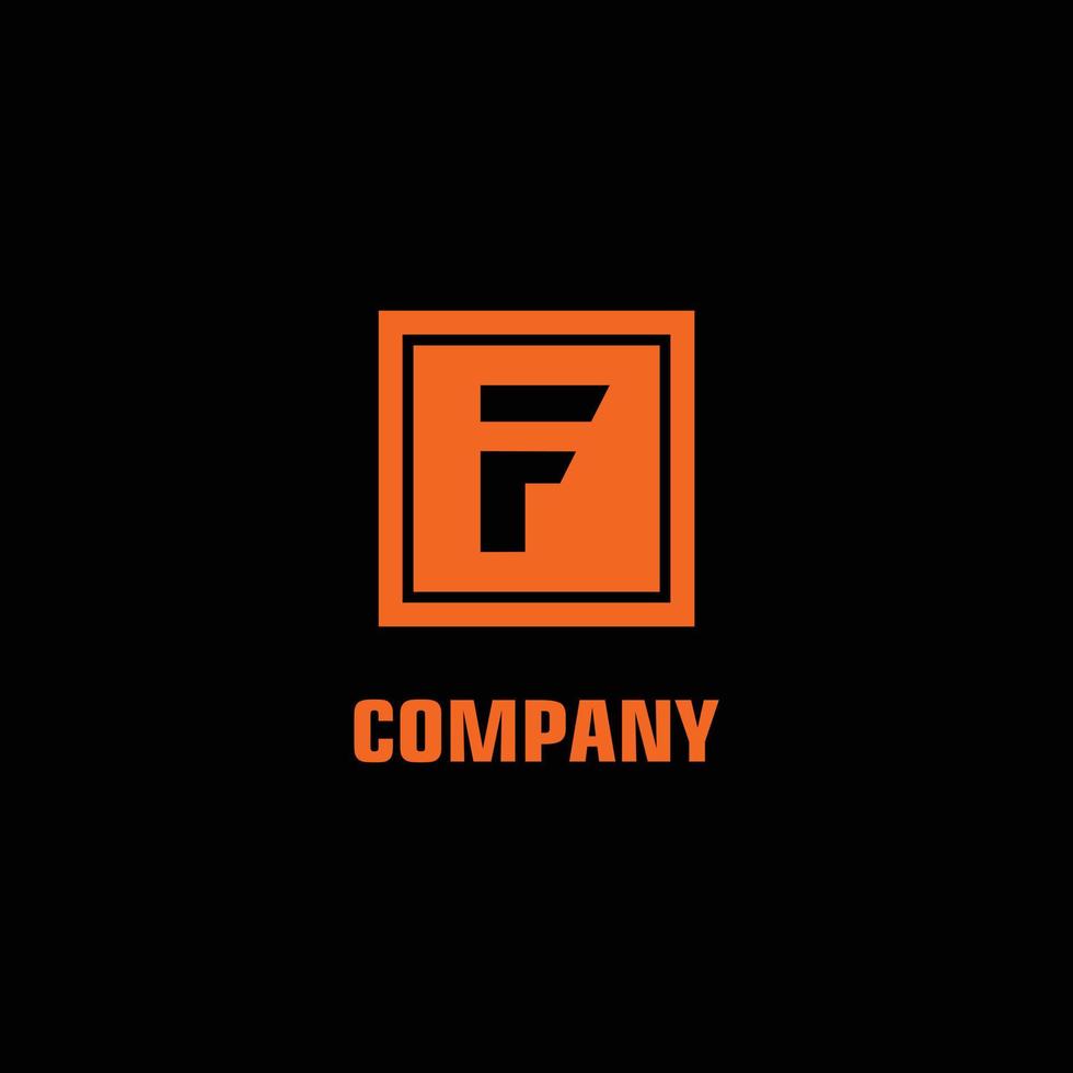 bokstav f alfabetets logotyp designmall, brun, orange, låda, rektangel, fyrkantigt logotypkoncept, svart bakgrund, enkel ren, stark och fet, bokstavsstämpel, mode, företag, sportig vektor