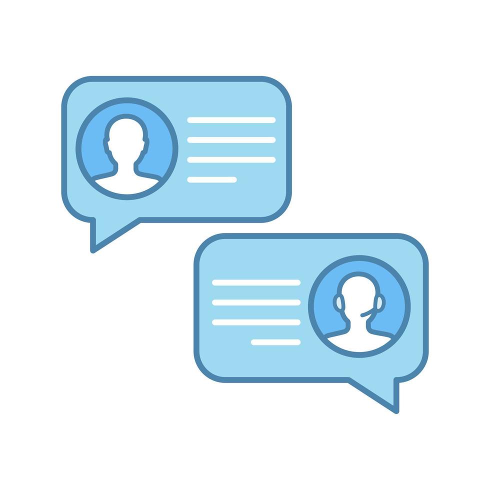 Kunden-Live-Chat-Farbsymbol. Kundenbetreuung. Online-Kommunikation mit Kunden. Kundensupport-Chat. Website-Manager. Service-Anfrage. isolierte Vektorillustration vektor