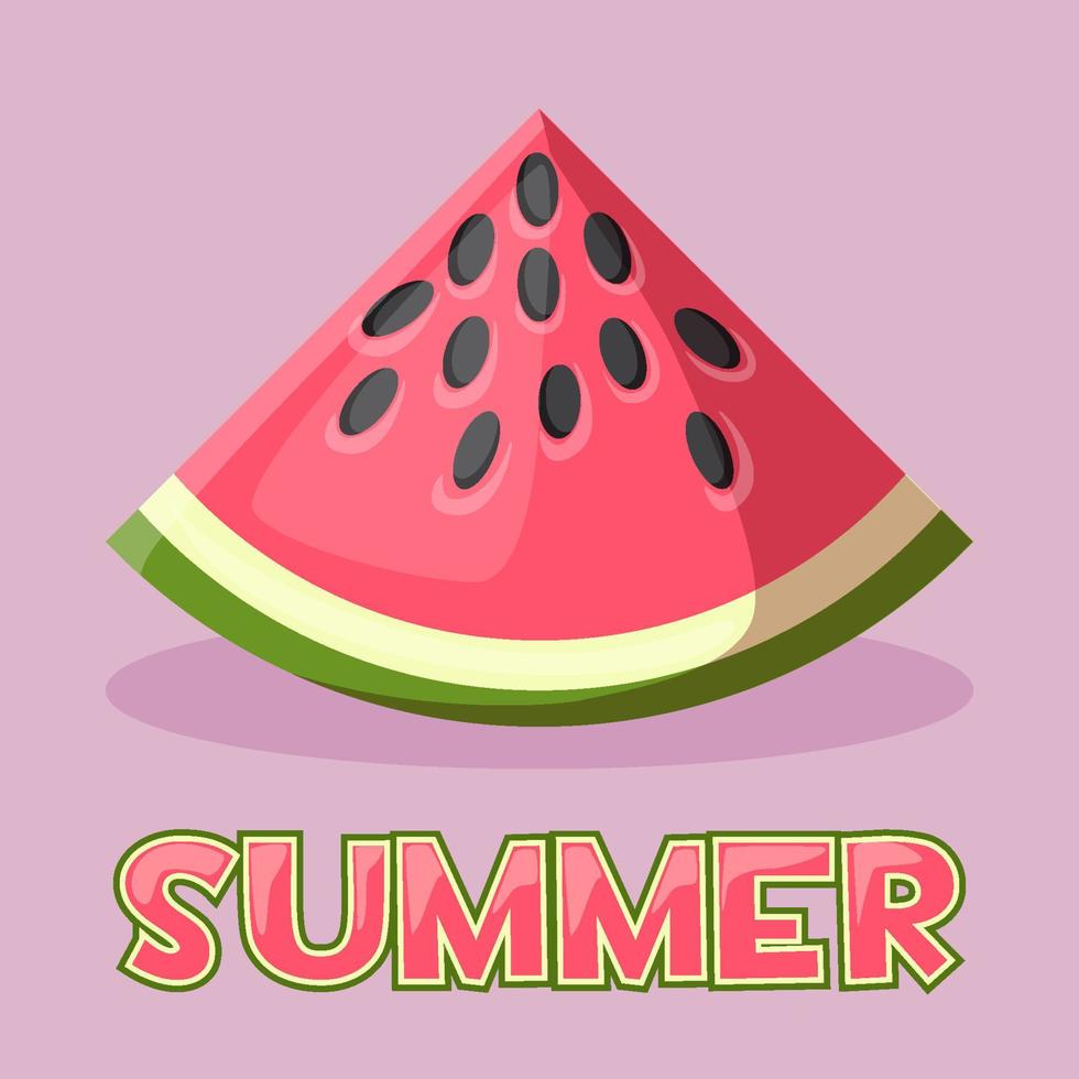 süße Scheibe Wassermelone, Vektorfruchtbild. Sommerzeit vektor