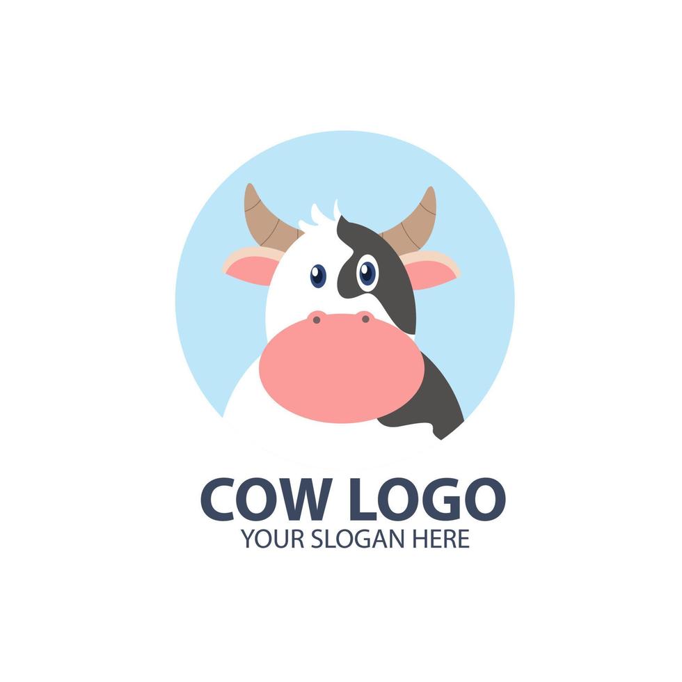 logotyp för ditt företag med söt ko karaktär vektor