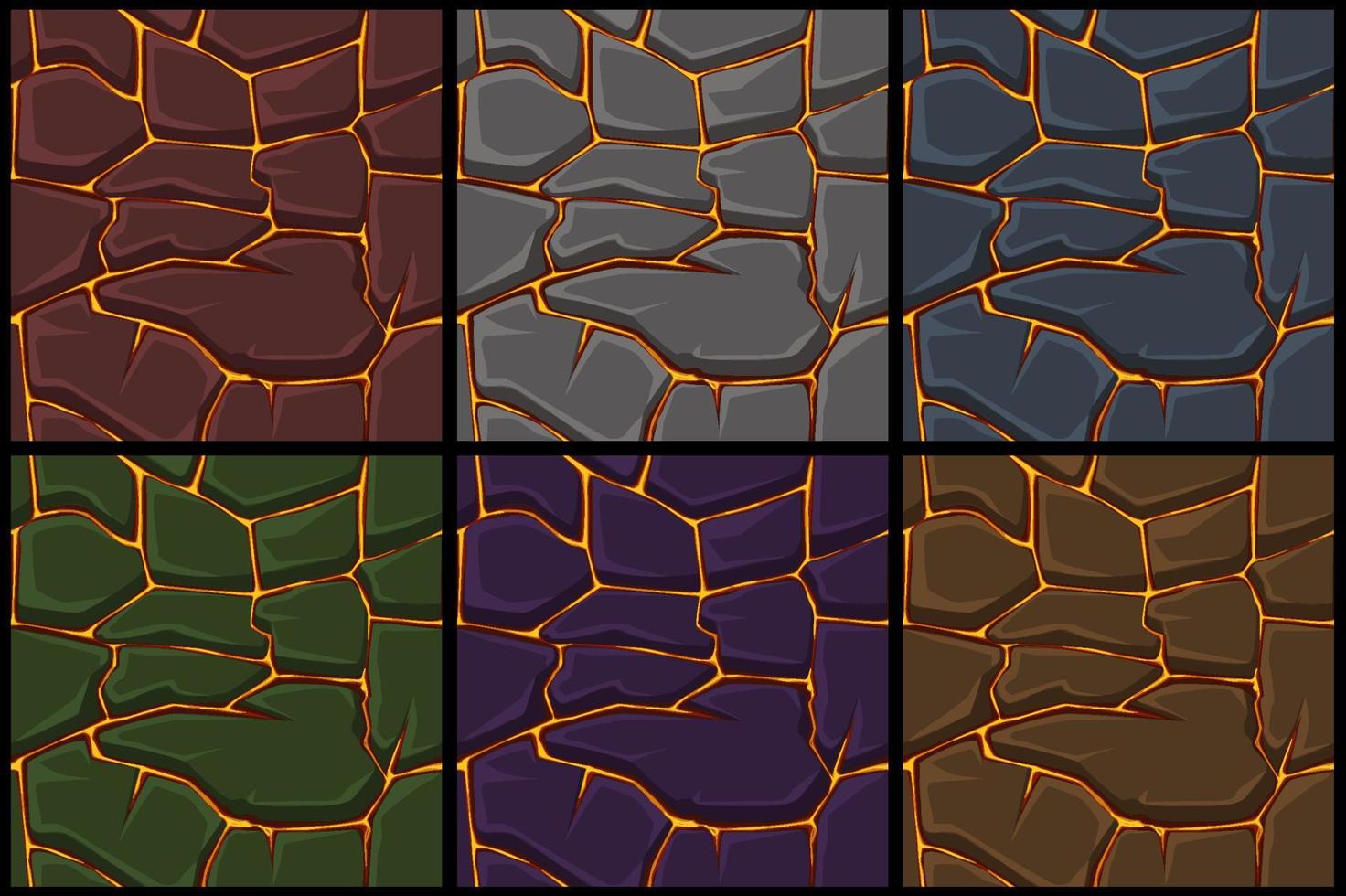 ange sömlös lava eller eld mönster med stenar för grafisk design. vektor illustration texturell bakgrund med orange lava för tapeter.