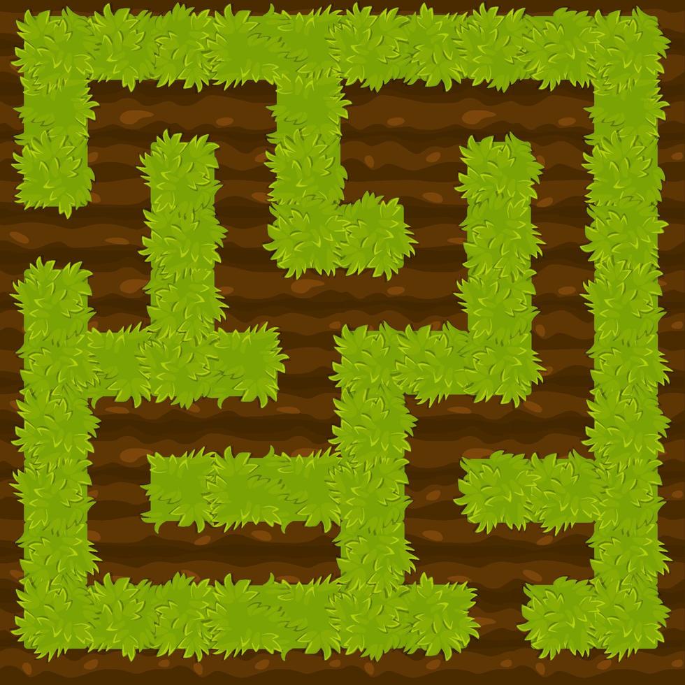 bildungslogikspielbusch auf bodenlabyrinth für kinder. isoliertes einfaches quadratisches Labyrinth. ui-Hintergrund vektor