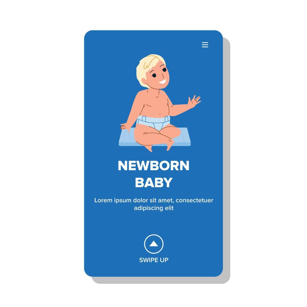 neugeborenes baby, das auf teppichvektor lächelt und sitzt vektor