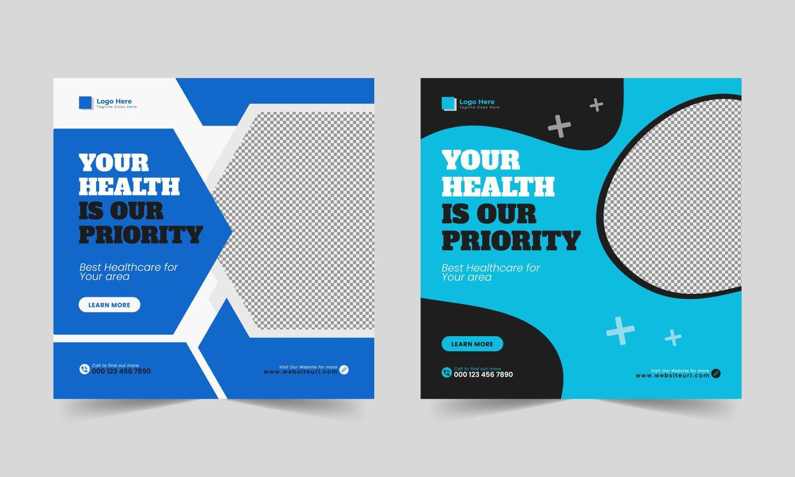 medicinsk sjukvård sociala medier post marknadsföring mall banner design för sjukhusapotek vektor
