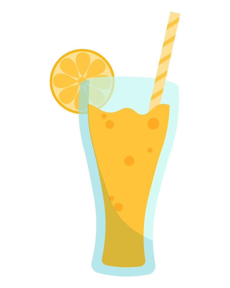 Orangensaft in einem Glas. Orangenscheibe, Trinkschlauch. Vektor-Illustration. isoliert auf weißem Hintergrund. vektor