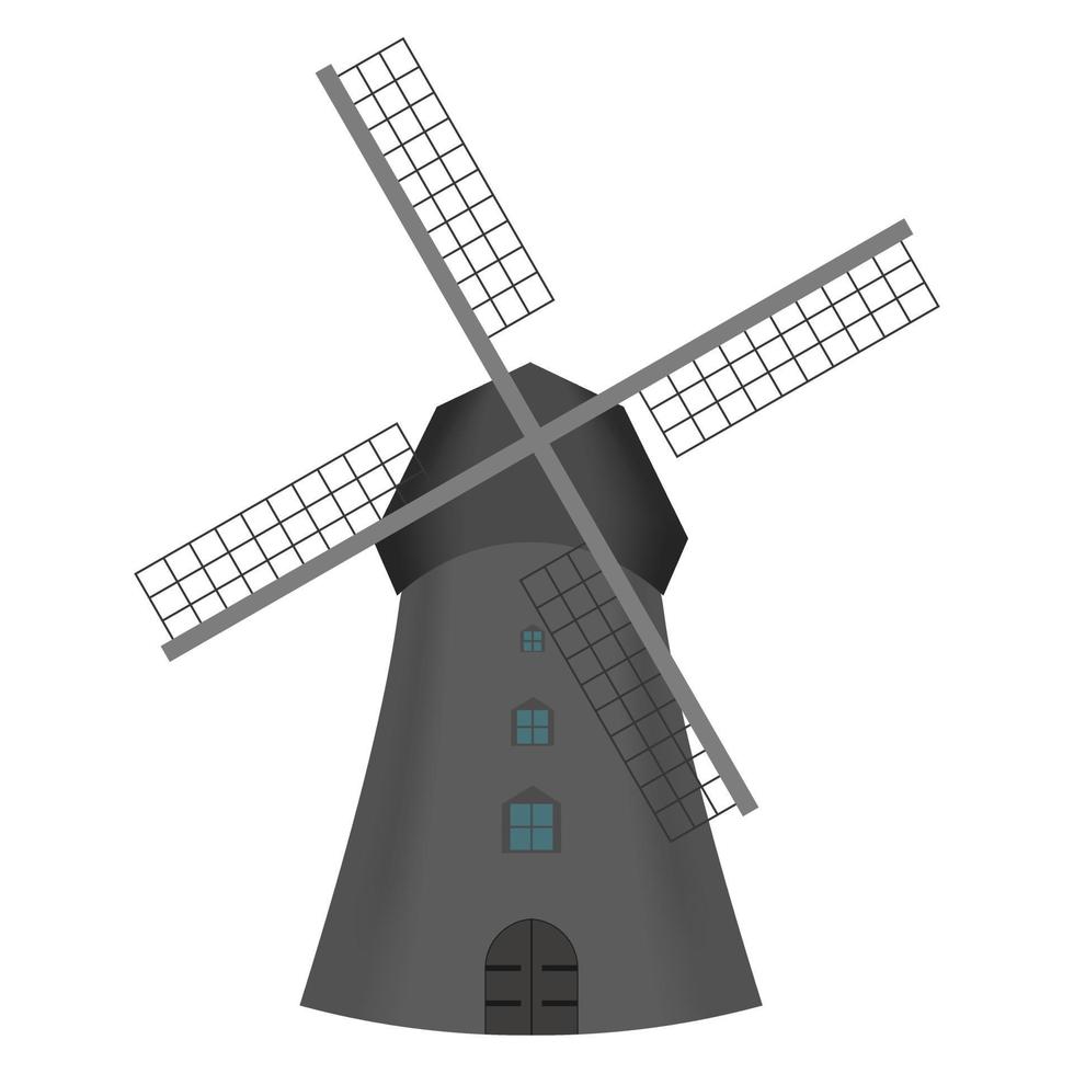 Windmühle. Windmühle auf weißem Hintergrund. Vektor. vektor