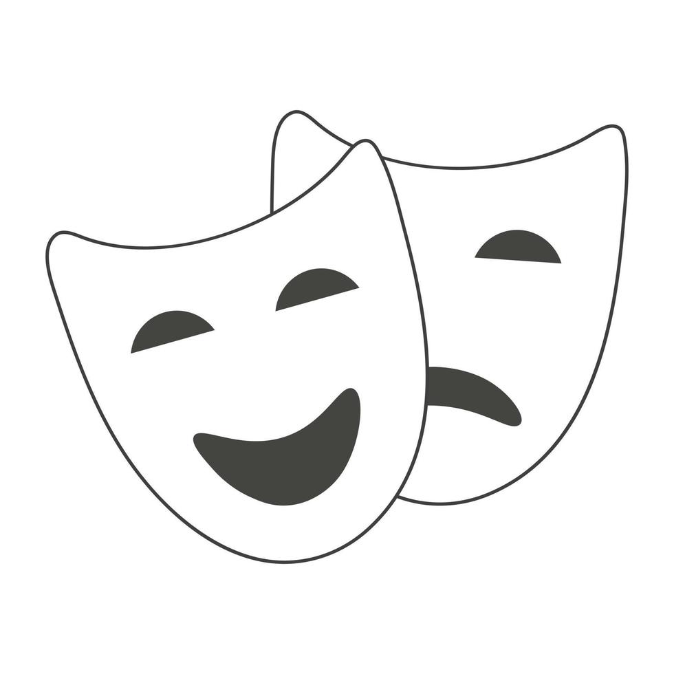 komedi och tragedi teater masker. vektor illustration.