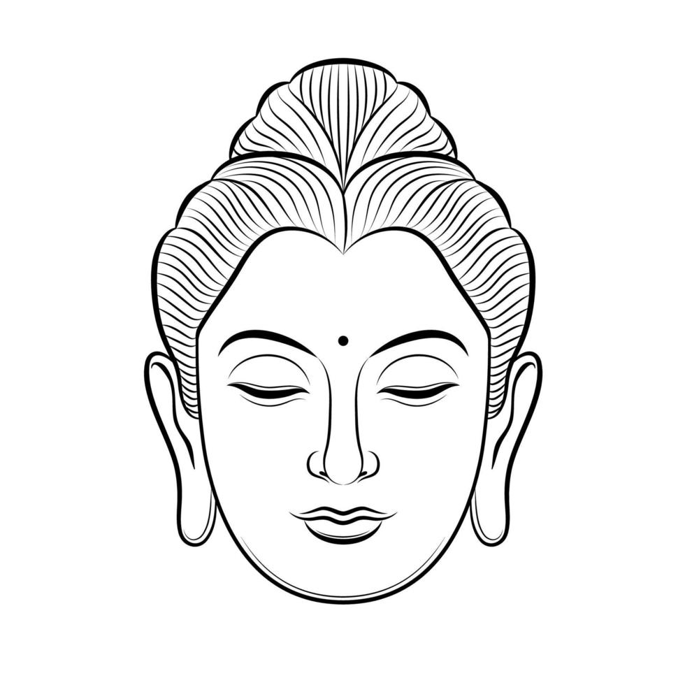 buddha huvud vektor illustration linjekonst isolerade