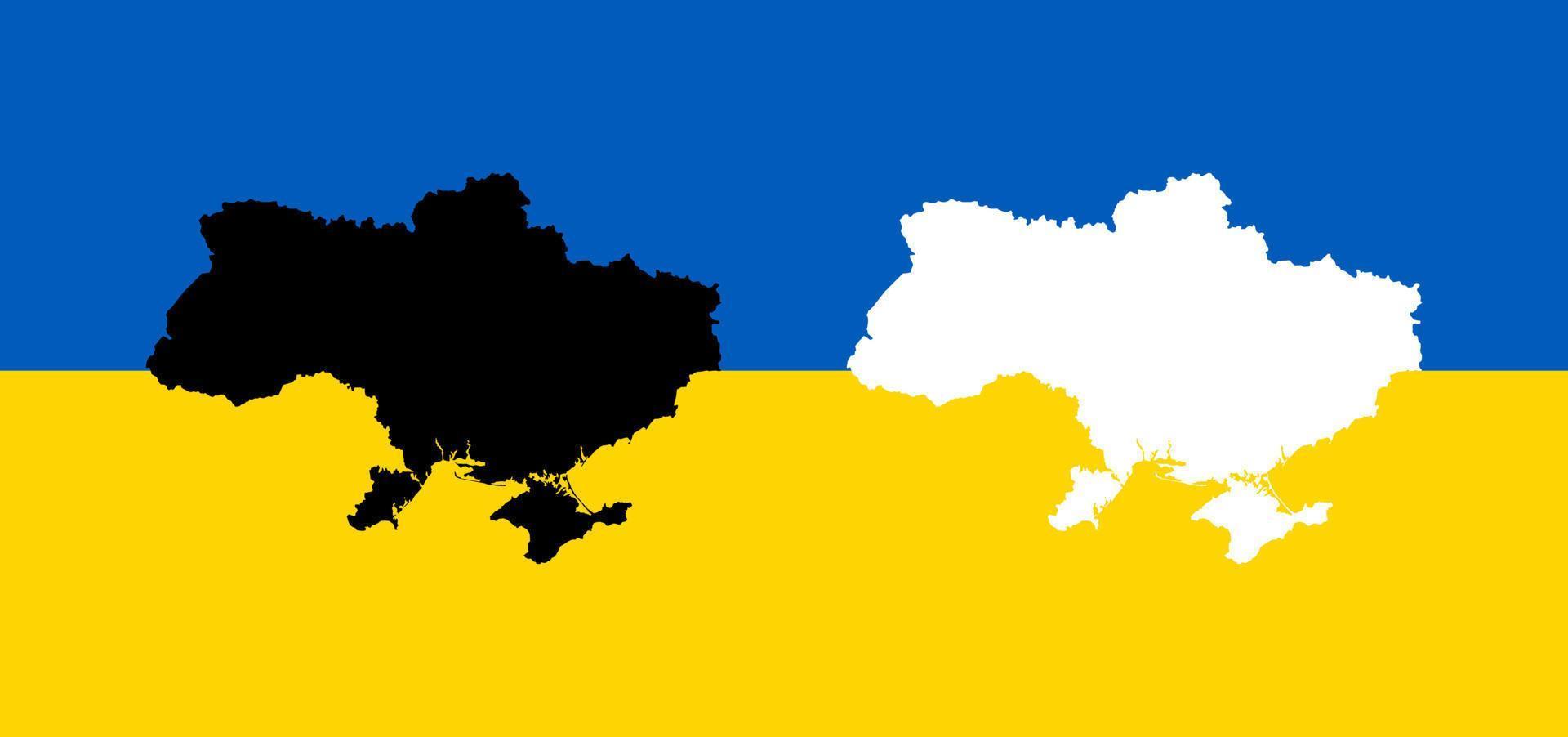 Vektordarstellung der Flagge, die in die Karte der Ukraine integriert ist. vektor