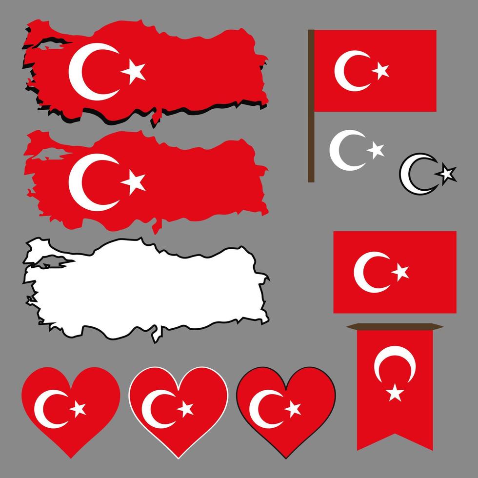 Truthahn-Symbole. Karte und Flagge der Türkei. Vektor-Illustration. vektor