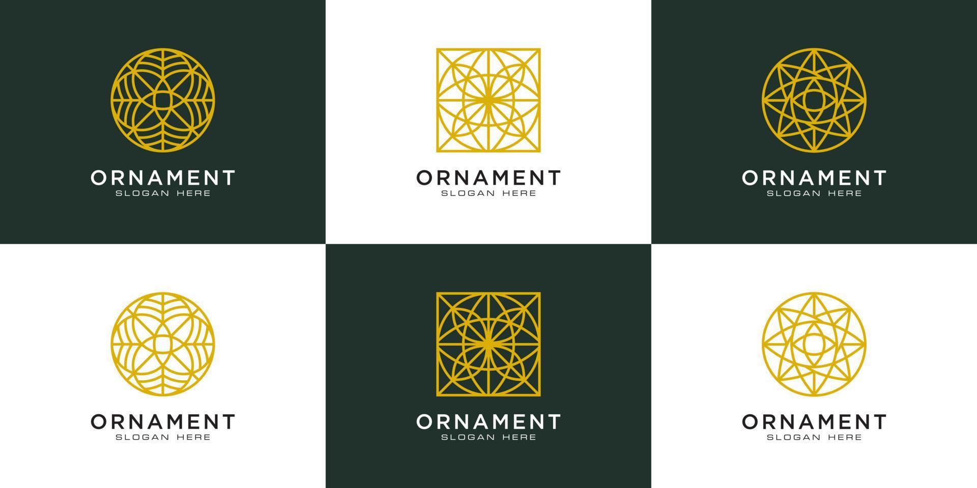 Satz von Ornament-Logo-Design-Vektor-Linienstil vektor