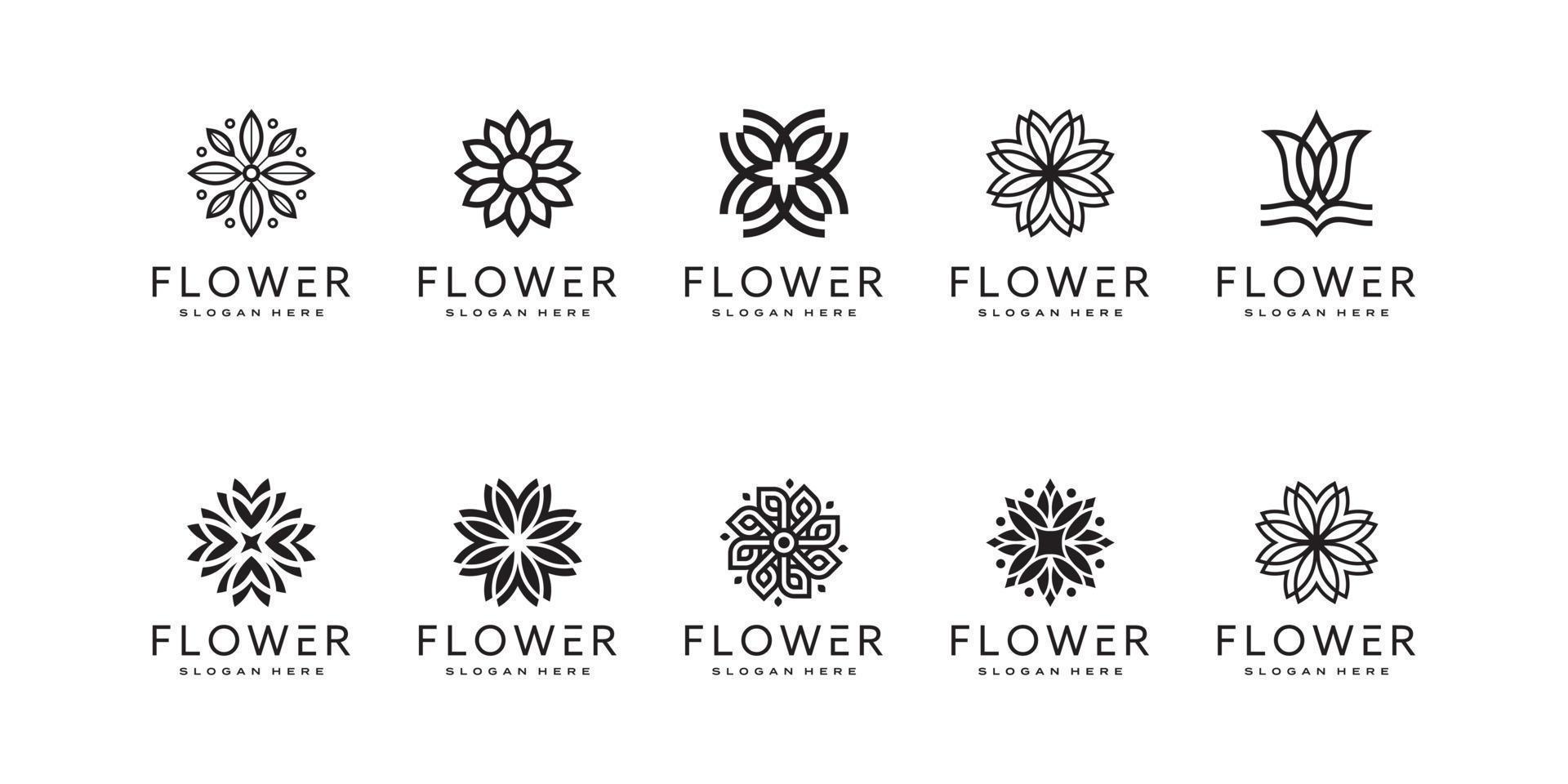 Satz von Blumen-Logo-Vektor-Design-Vorlage vektor