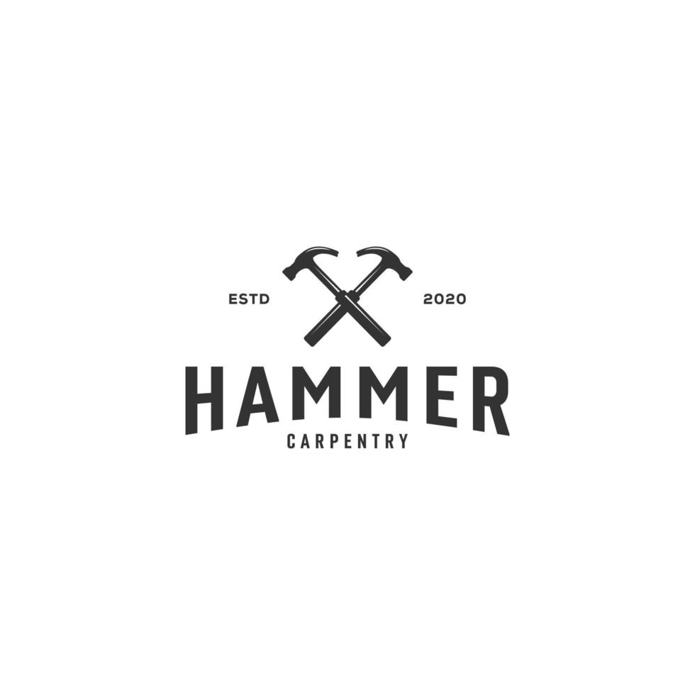 Hammer-Logo-Vektor-Emblem-Vintage-Design vektor