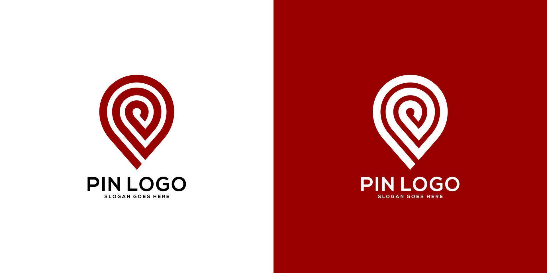 Pin-Position aus Linie Logo-Vektor-Design vektor