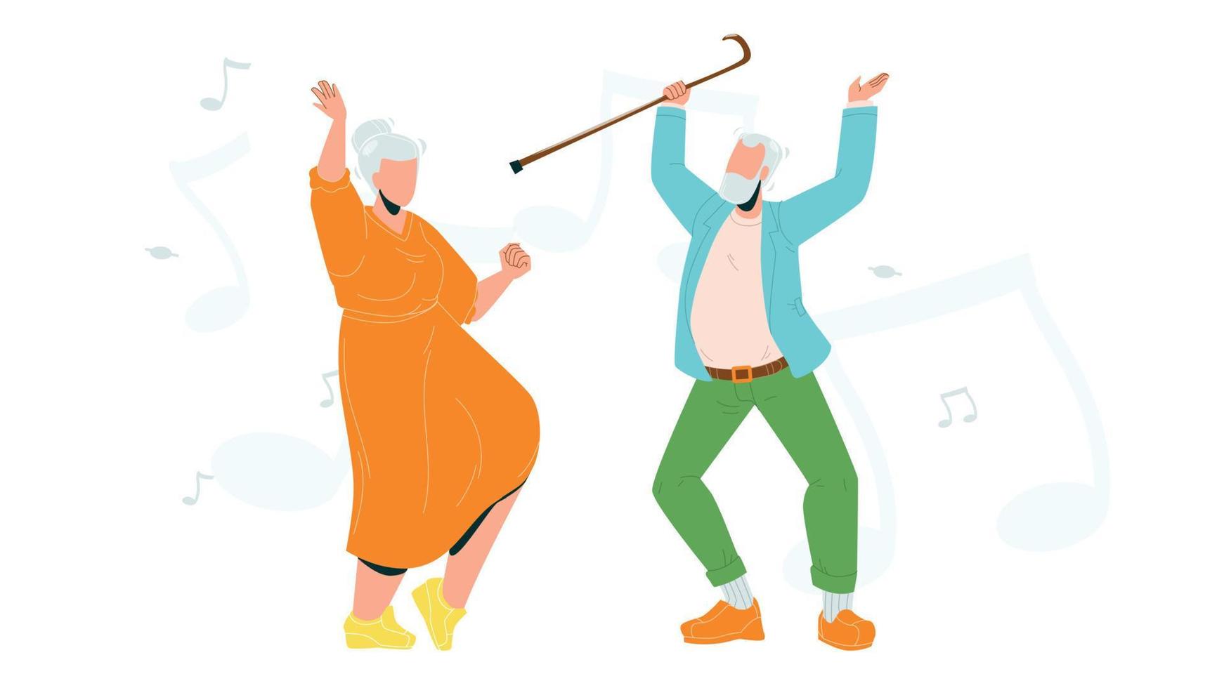 Älteres Ehepaar tanzt Lifestyle-Ruhestandsvektorillustration vektor