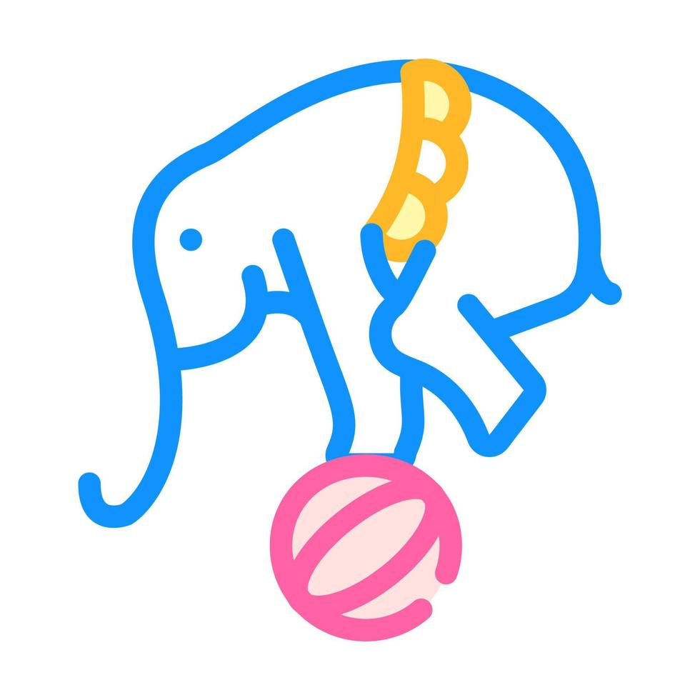 Elefant balanciert auf Kugelfarbsymbol-Vektorillustration vektor