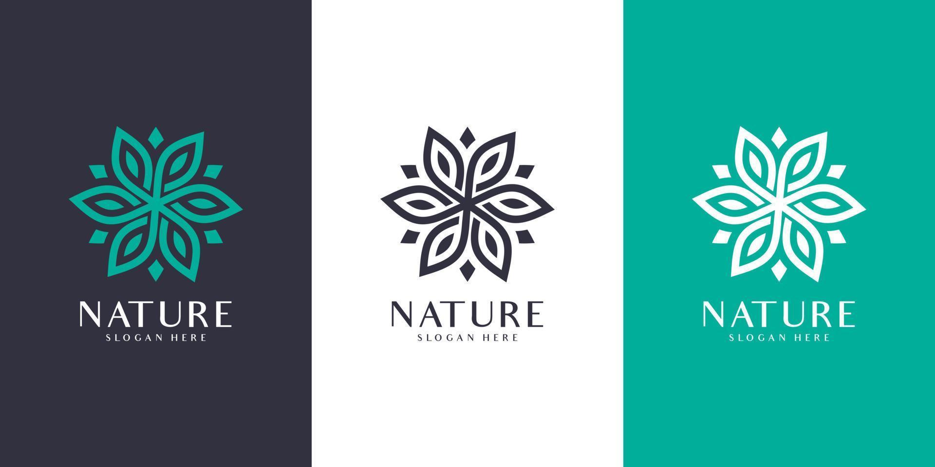 natur blomma logotyp premium vektor