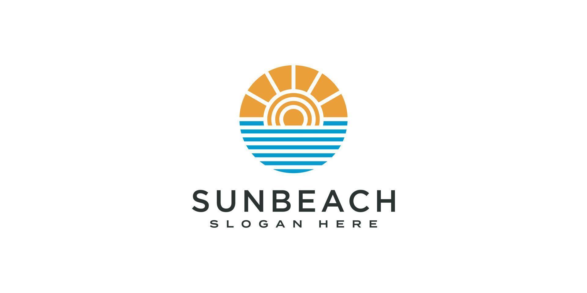 sun beach logotyp design vektor