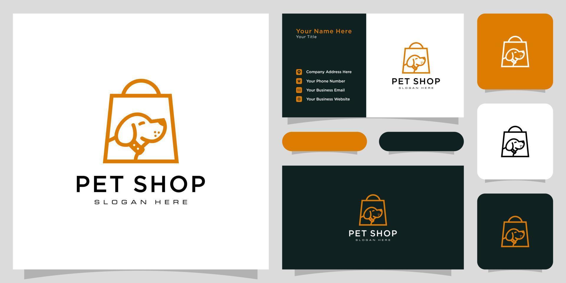 Hundeshop-Logo-Vektordesign und Visitenkarte vektor