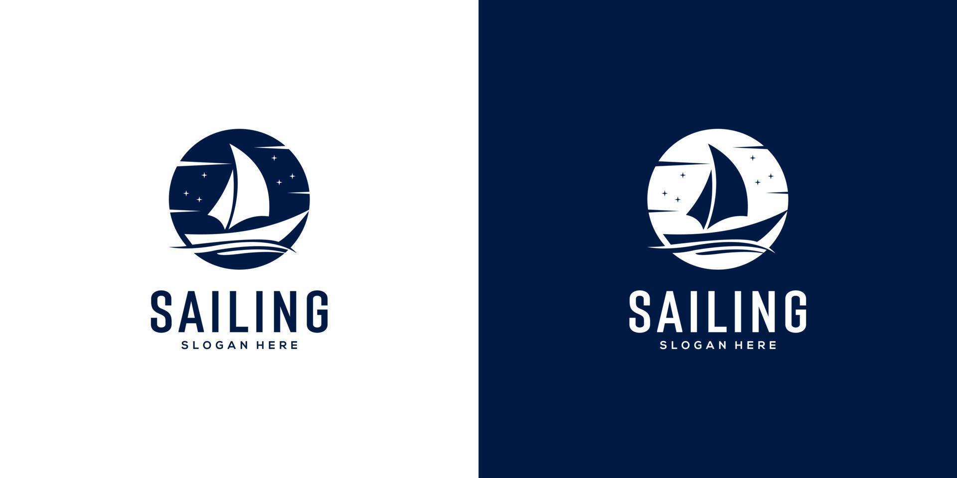 segling yacht logotyp vektor design