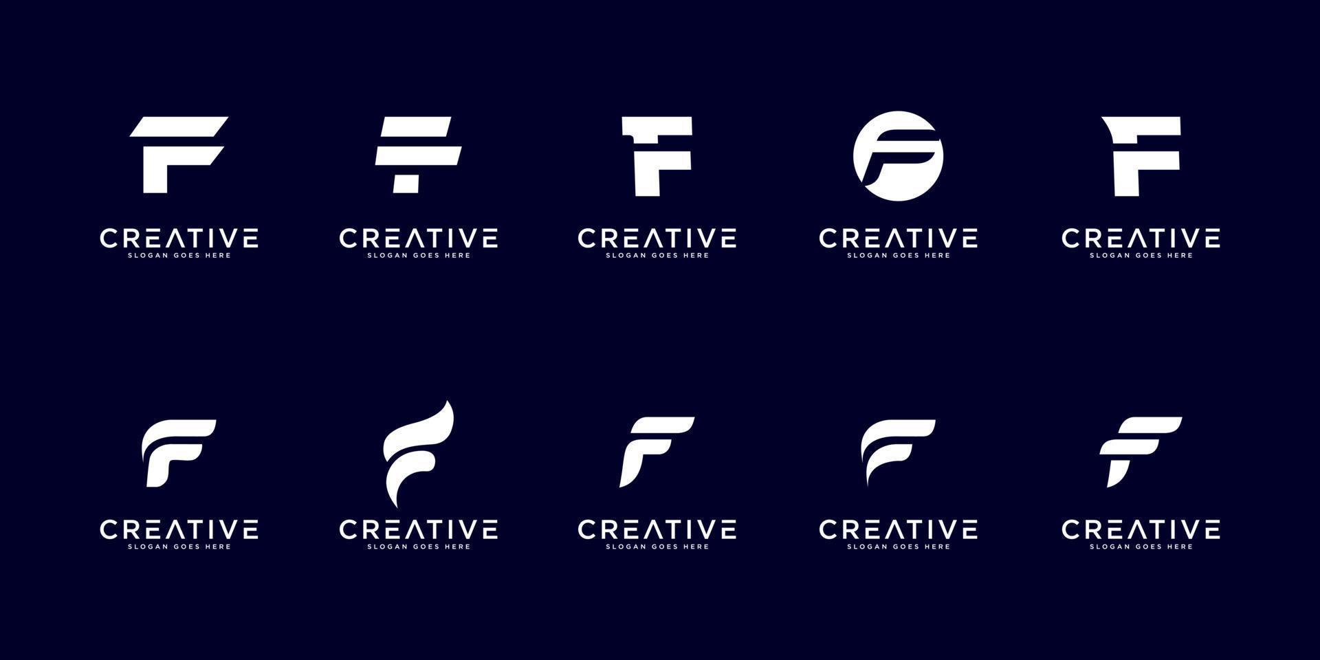 satz der anfangsbuchstaben f-logo-designvorlage. ikonen für das geschäft von luxus, elegant, einfach vektor