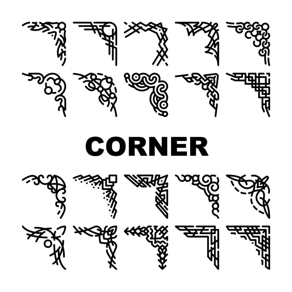 Eckdekorationssammlungsikonen stellten Vektor flach ein