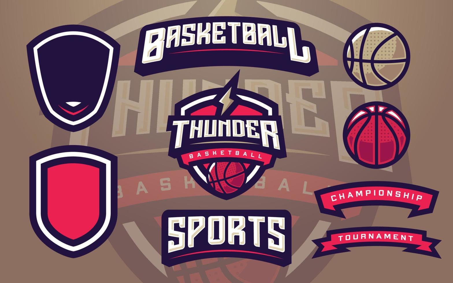 thunder basketklubb logotyp mall skapare för idrottslag vektor