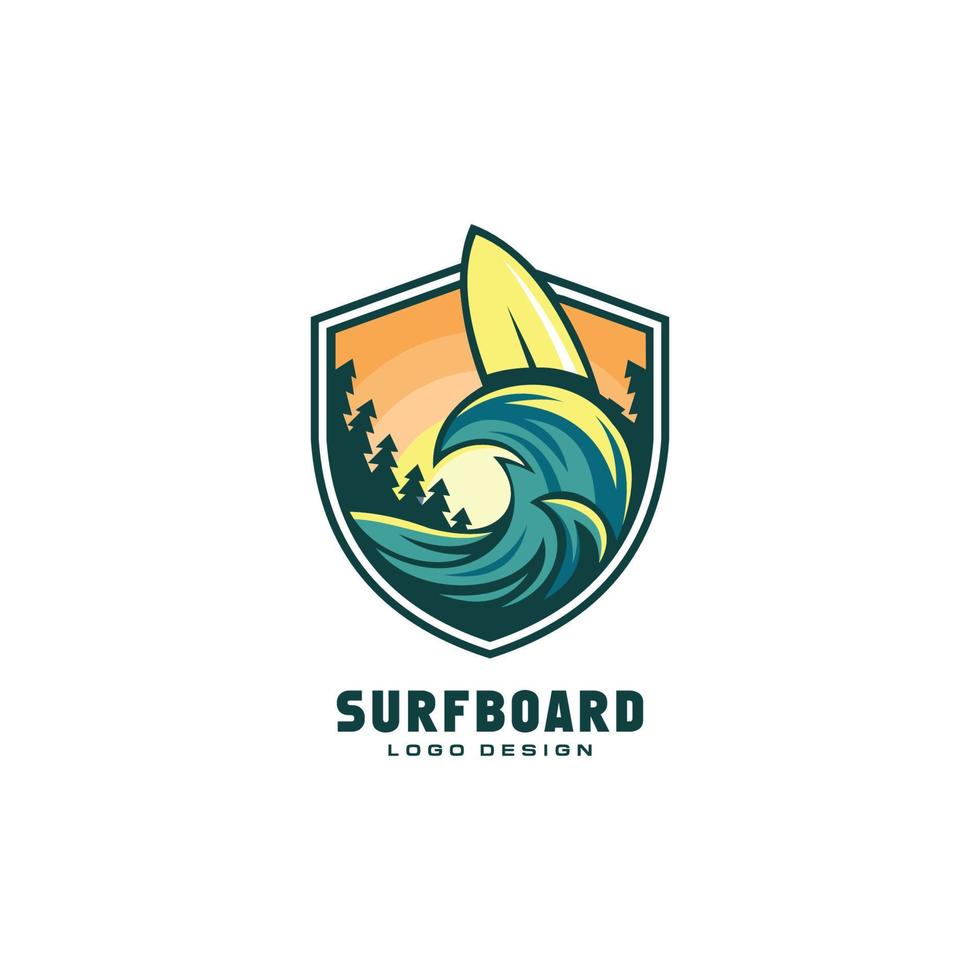 surfbräda logotyp vektor premium